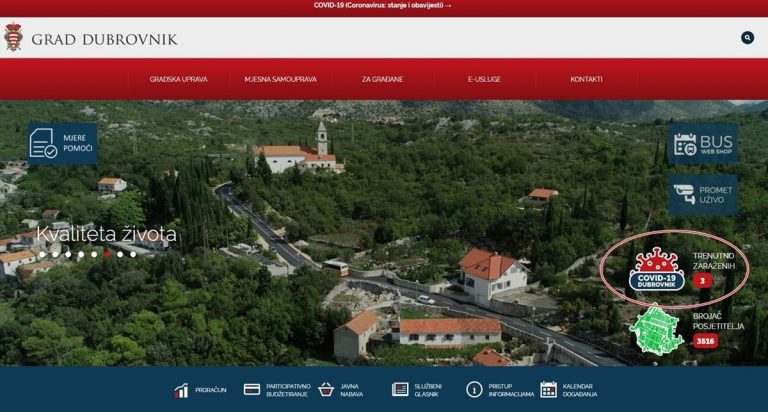 Provjerite broj zaraženih na dubrovačkom području – nova web ikona na službenoj stranici Grada