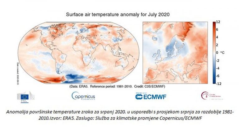 Bio je to treći globalno najtopliji srpanj otkad se bilježe mjerenja