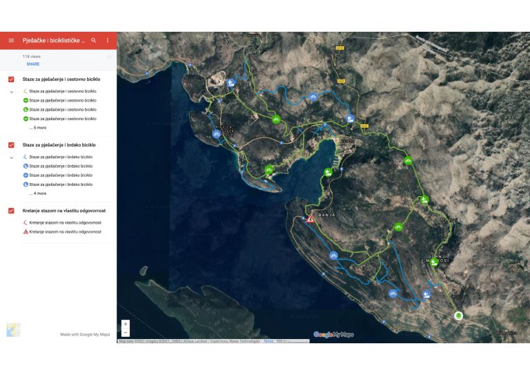 Izrađena interaktivna web mapa pješačkih i biciklističkih staza Dubrovačkog primorja