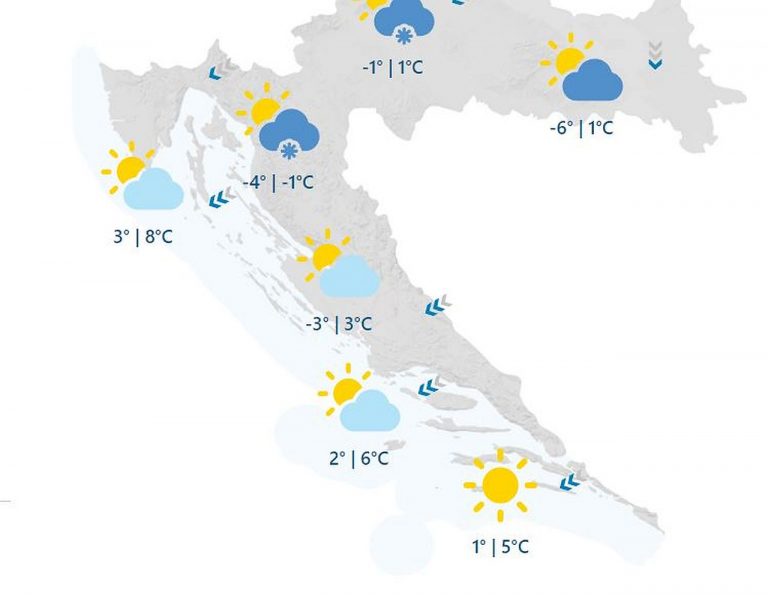 Sljedeća tri dana na našem području bit će iznimno hladna