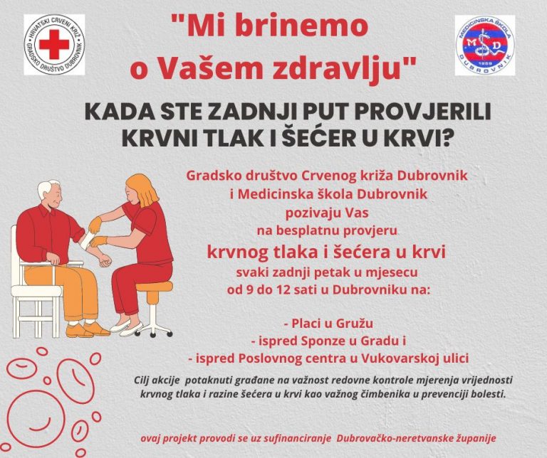 Ovoga petka možete besplatno provjeriti krvni tlak i razinu šećera u krvi