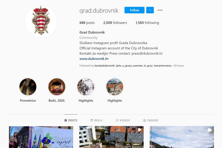 Hakirana službena Instagram stranica Grad Dubrovnik