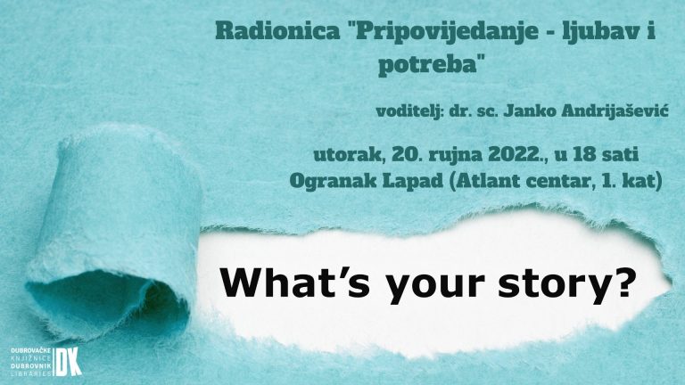 Kreće radionica „Pripovijedanje – ljubav i potreba“