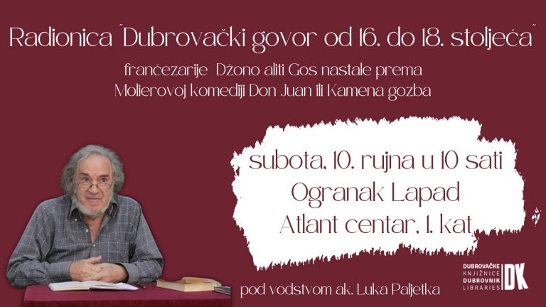 Kreću radionice Dubrovačkog govora od 16. do 18. stoljeća