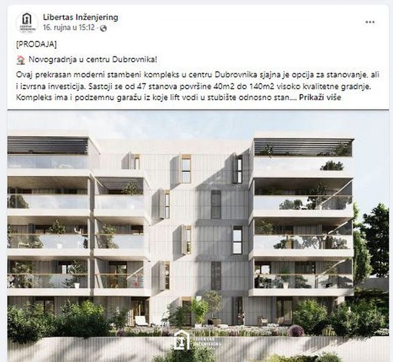 Još jedna nova stambena zgrada u Gružu, oglašena prodaja stanova, kvadrat od 3 do 5 tisuća eura