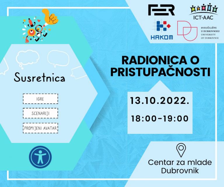 Radionica o pristupačnosti večeras u Centru za mlade Dubrovnik