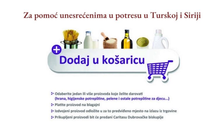 Korizmena akcija “Dodaj u košaricu” za unesrećene u Turskoj i Siriji