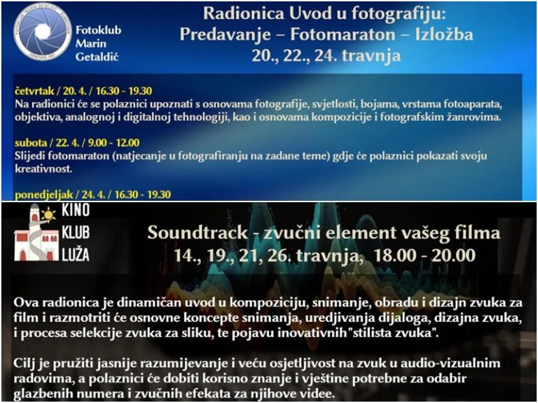 Radionice filmskog zvuka i fotografije