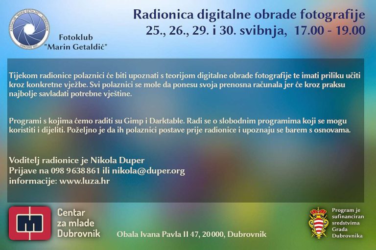 Radionica digitalne obrade fotografije u Centru za mlade