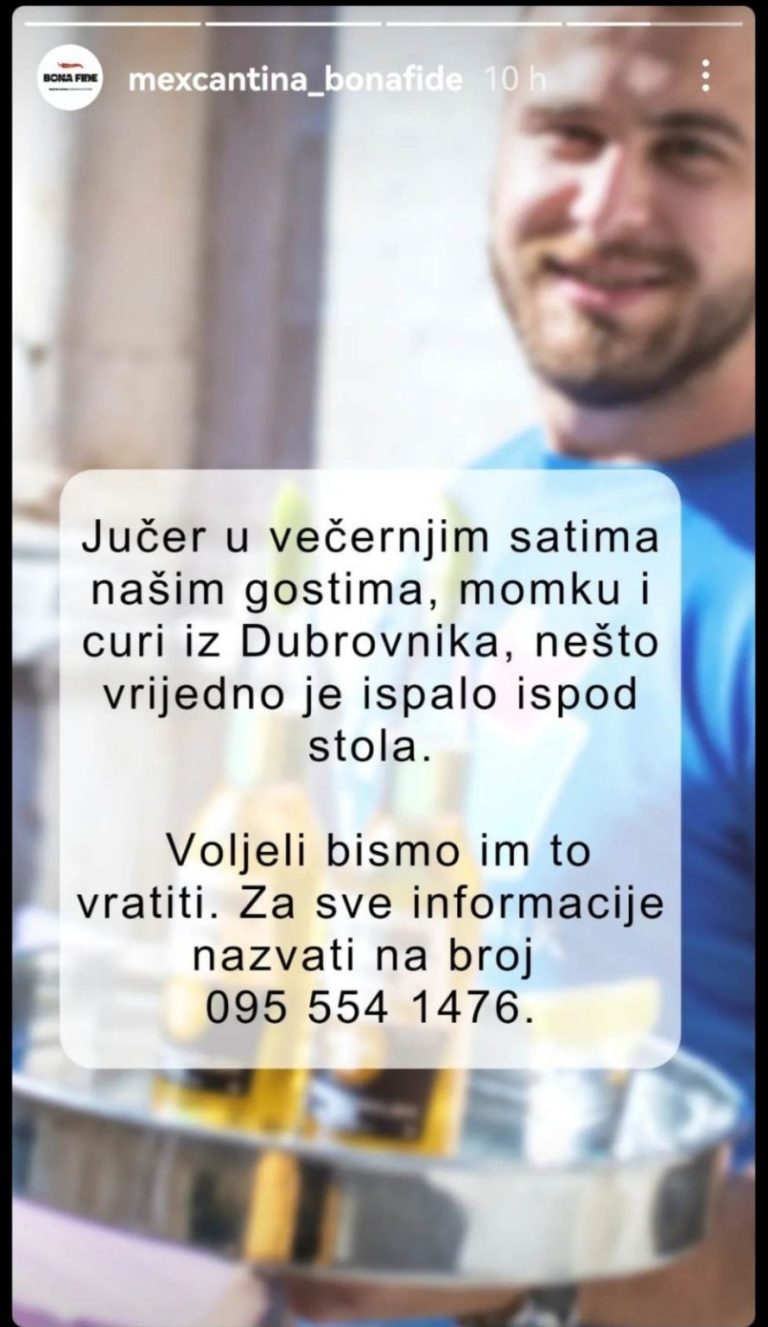 POŠTENI UGOSTITELJI mole dvoje mladih da dođu po vrijednost koju su izgubili u njihovom lokalu