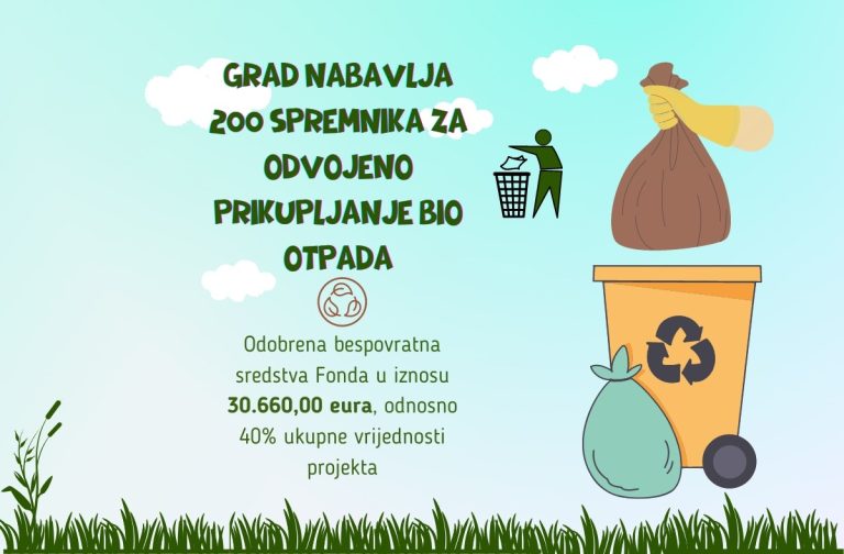 Gradu odobrena nabavka 200 spremnika za odvojeno prikupljanje bio otpada