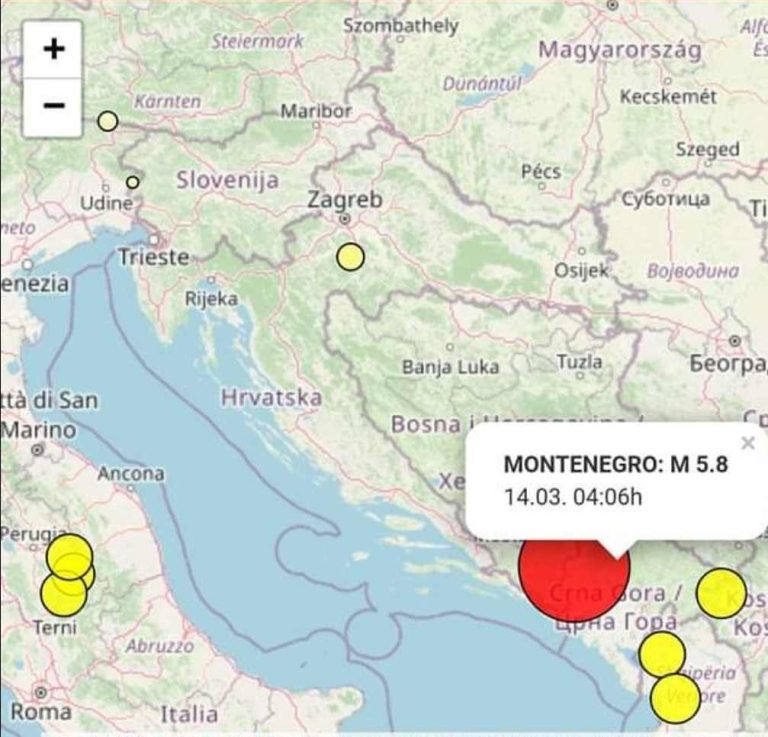 Snažan potres zatresao dubrovačko područje, epicentar od 5.6 po Richteru u Crnoj Gori