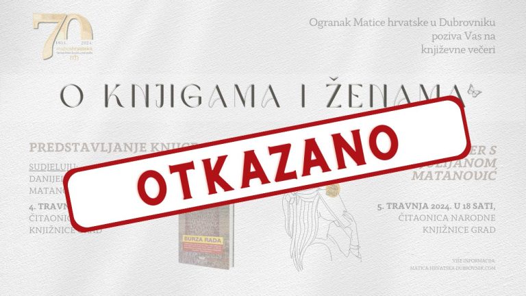 Otkazane književne večeri “O knjigama i ženama”