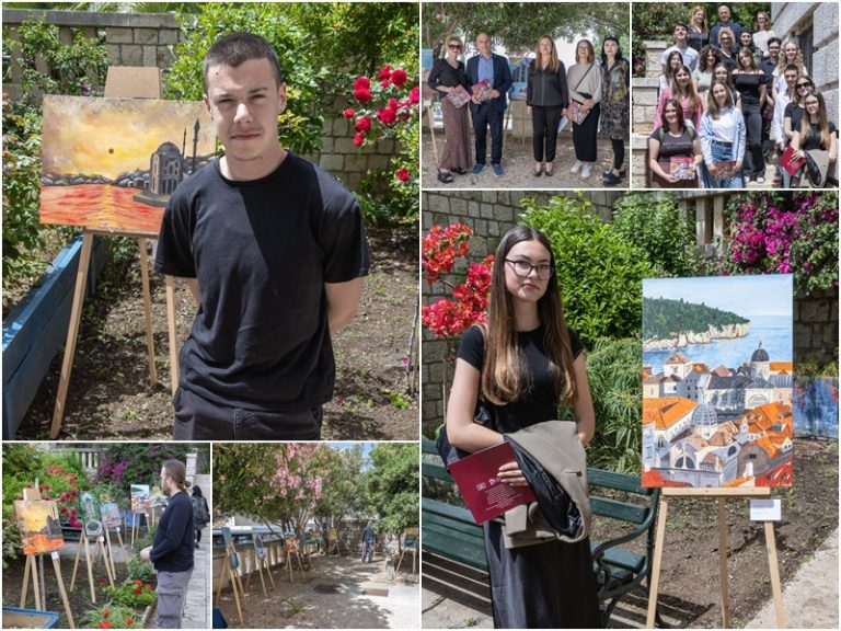 FOTO: U đardinu Gimnazije otvorena izložba učenika “Držić u očima gimnazijalaca”