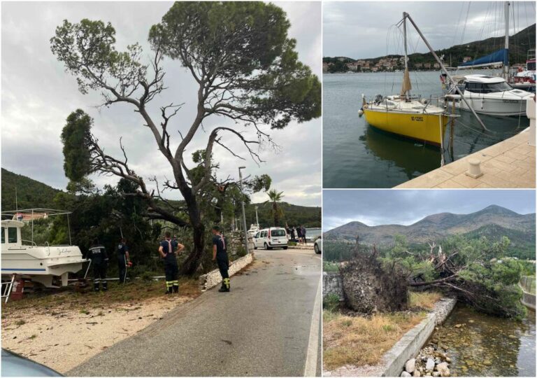 FOTO: U Slanome vjetar porušio 30 stabala, polomio jarbol jedrilice, oštetio krovove…