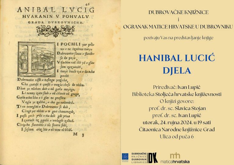 Dani europske kulturne baštine – predstavljanje prvog izdanja svih djela Hanibala Lucića
