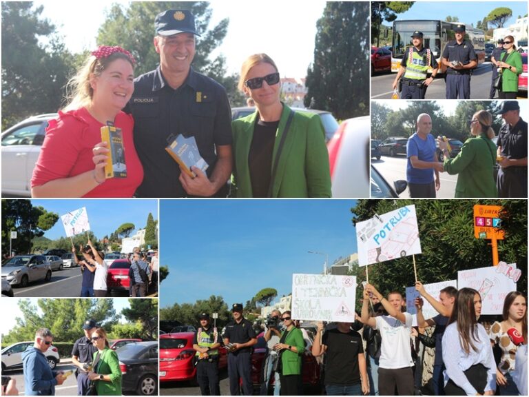 FOTO/ TRANSPARENTI NA VOJNOVIĆU: Tri sekunde koje mogu značiti život!