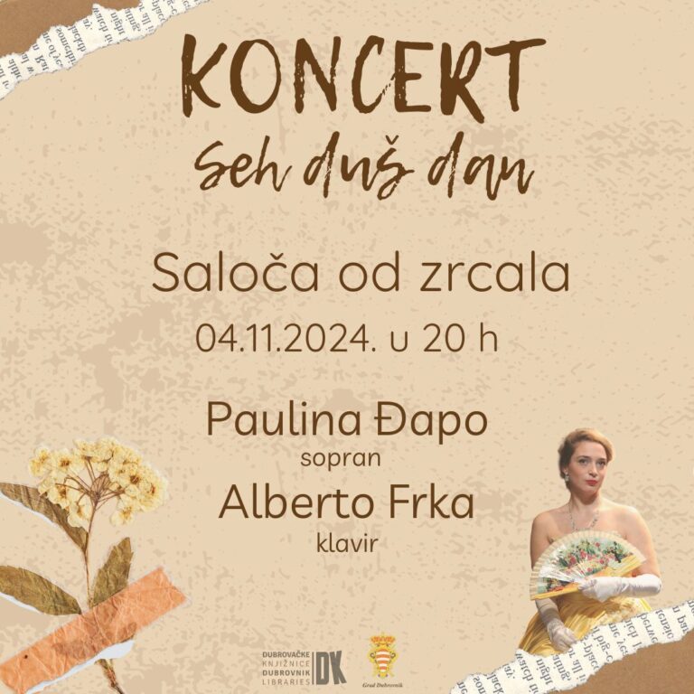 SEH DUŠ DAN Sopranistica Paulina Đapo i pijanist Alberto Frka održat će koncert u Dubrovačkim knjižnicama